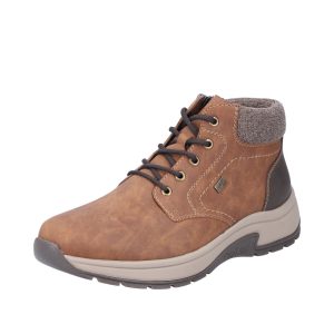 Boots homme Lacet + fermeture éclair Doublure chaude Imperméable RIEKER 11030-25 coloris marron
