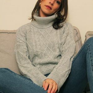 Pull court à col roulé Juline – Gris