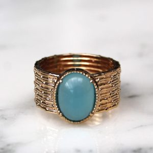 Bague Mahina – Plaqué or et agate bleue
