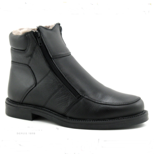 Boots homme Deux fermetures Cuir souple Doublure mouton ARIMA Aspin Coloris noir
