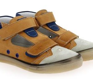BELLAMY Selfi Sandales montantes garçon 2 velcros Coloris camel / marine