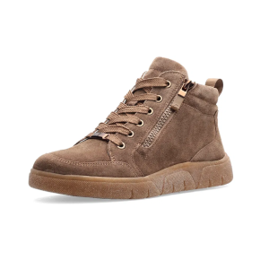 Boots mode femme Cuir velours Talon plat Zip+lacet ARA 12-24453 coloris marron