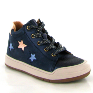 Bottines fillette Cuir Doublure cuir Fermeture éclair + lacets Avant protégé BELLAMY coloris bleu marine