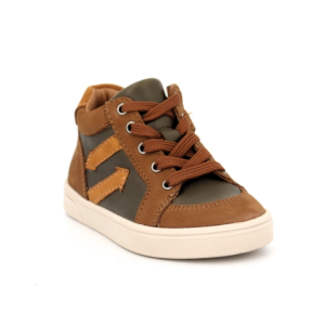 Bottines garçon Cuir Doublure cuir Fermeture éclair + lacets Avant protégé BELLAMY coloris marron / kaki