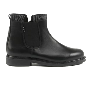 Bottine fillette élastiquée fermeture par zip Cuir lisse BOPY suna coloris noir