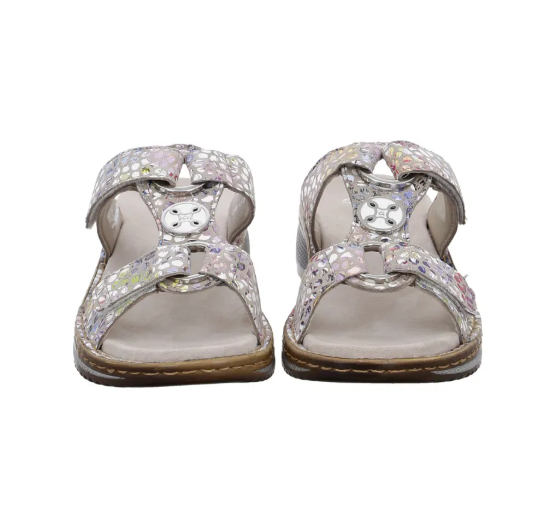 Mules femme deux velcros Cuir doublé cuir Talon compensé Chaussant adaptable ARA 4 coloris Vernis noir Beige Doré Multicolore – Image 5