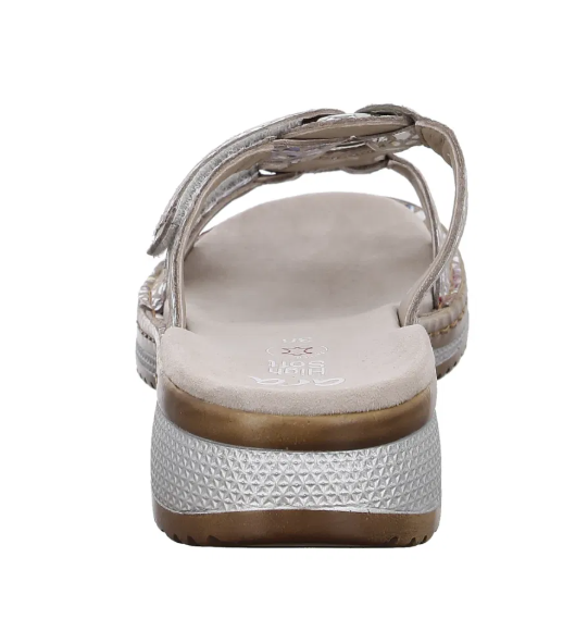 Mules femme deux velcros Cuir doublé cuir Talon compensé Chaussant adaptable ARA 4 coloris Vernis noir Beige Doré Multicolore – Image 6