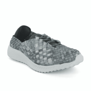 Chaussure extensible basket basse femme Tressé Lacet élastique ROCK SPRING 4 coloris gris métal, beige, vert métal ou noir