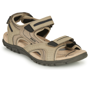 Sandales homme Trois velcros Nu pied Semelle respirante Forme ergonomique GEOX coloris beige sable