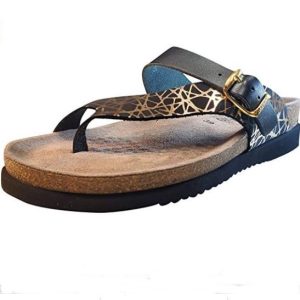 Mules passe doigt femme Cuir Semelle compensée MEPHISTO HELEN coloris noir/or