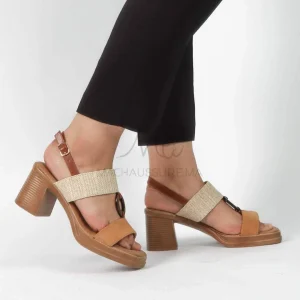 Dellena – Sandale à Talon Tabac