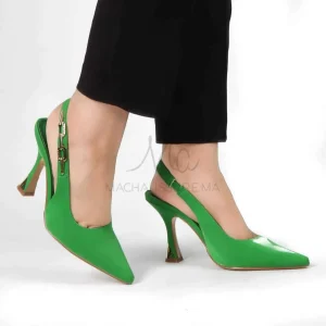 Amel – Escarpin à talon en Vert