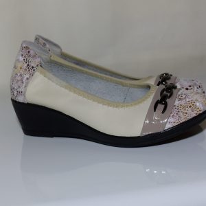 Ballerine femme cuir souple talon compensé beige/argile INEA Galantin