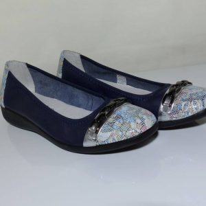 INEA Gabier ballerine cuir souple plate Coloris marine / fleurie