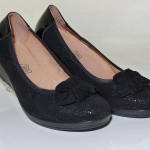 Ballerine cuir Doublure cuir dame talons compensés INEA Rafaela Coloris noir