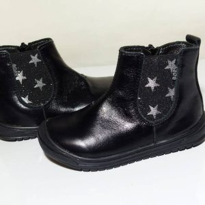 BOTTINES fillette  BOPY cuir doublé chaud coloris noir motifs étoiles
