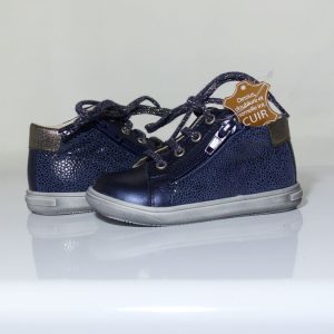 Bottines fillette BOPY RIDAZIP coloris bleu combiné