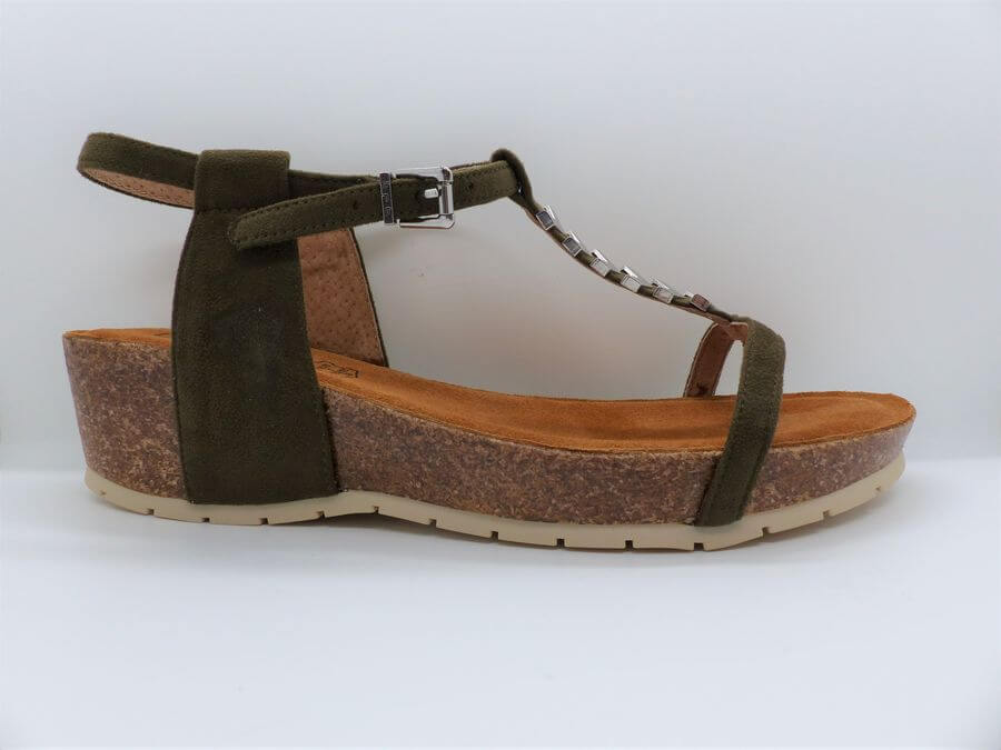 Sandales femme Semelle compensée Forme tong Entre-doigt LPB/LES PETITES BOMBES Delphine coloris kaki – Image 2