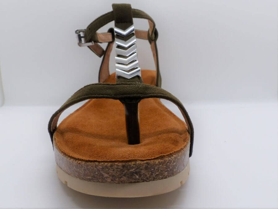 Sandales femme Semelle compensée Forme tong Entre-doigt LPB/LES PETITES BOMBES Delphine coloris kaki – Image 5