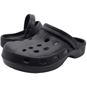 Sabot PVC Style Crocks femme et homme Perforés sur les côtés Bride rabattable Coloris noir