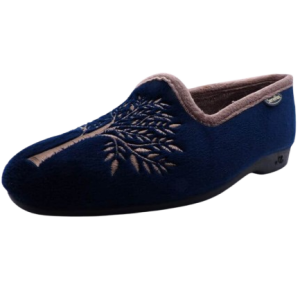 Pantoufle femme Chausson chaud Semelle plate SEMELFLEX coloris bleu/taupe