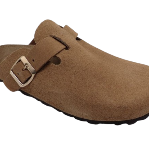 Sabot femme Cuir Talon plat Léger Semelle ergonomique Largeur réglable GEO REINO Coloris camel