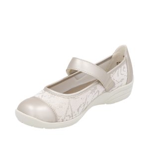 Ballerines femme Velcro Talon compensé Semelle intérieure amovible Matière extensible très souple REMONTE or doux