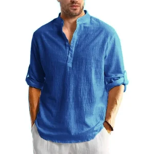 "Vent du Midi" Chemise Henley homme manches longues lin et coton