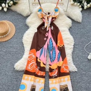 "Kimono Fluide" Combinaison Longue Femme V Col Croisé