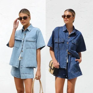 Ensemble Denim Duo – Chemise oversize & Short taille haute en jean