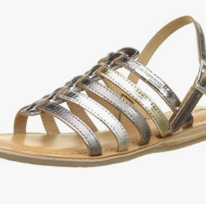 Sandales cuir plates forme spartiate à brides fermeture à boucle Coloris argent multi LES TROPEZIENNES herisson