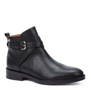 Boot cuir souple femme Talon plat Dessus sans couture Fermeture éclair PIKOLINOS PUERTOLLANO Coloris noir