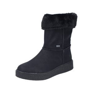 Bottine mode femme Imperméable Doublure chaude Semelle plateau RIEKER coloris noir