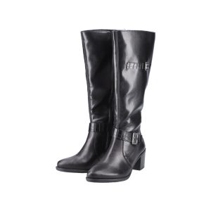 BOTTES femme petit talon pied cuir doublure chaude Boots dame coloris noir RIEKER Y2090-00
