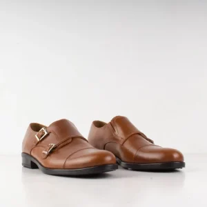 DUBLON – Chaussure de ville à double boucle en cuir Tabac