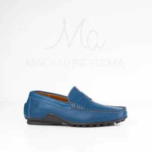 Azuro – Mocassins Hommes en Cuir Bleu