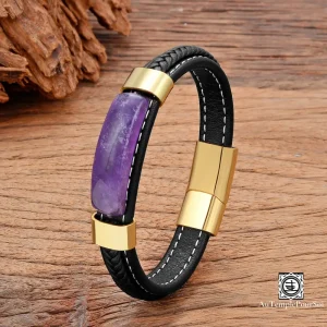Bracelet en Cuir et Améthyste | Sérénité, Élégance et Énergie Positive