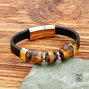 Bracelet en Cuir et Œil de Tigre | Protection, Confiance et Élégance