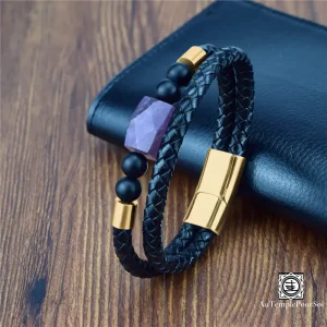 Bracelet en Cuir et Pierre Naturelle | Protection, Énergie et Élégance Masculine