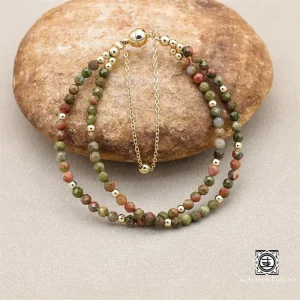 Bracelet Unakite – Double Rang, Énergie & Élégance