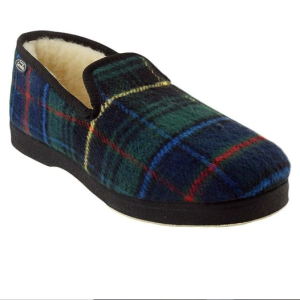 Chausson d’intérieur charentaise homme doublé laine semelle épaisse dessus sans couture SEMELFLEX Calolene écossais vert kaki