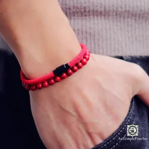 Ensemble de 2 Bracelets Homme en Pierre d'Œil de Tigre Naturelle