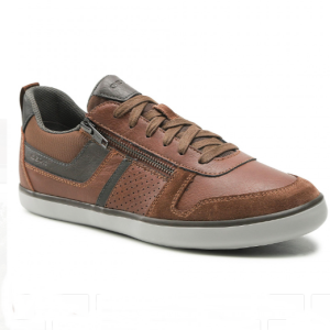 Tennis homme cuir fermeture lacets + zip coloris marron combiné GEOX U ELVER B