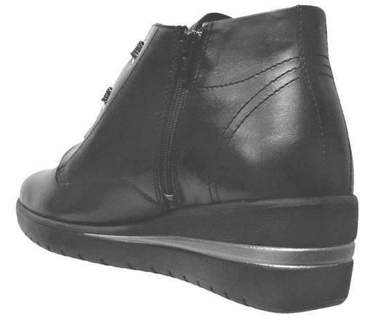 Bottines à lacets cuir noir talon compensé grande largeur MEPHISTO MOBILS Peryne – Image 4