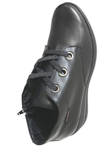 Bottines à lacets cuir noir talon compensé grande largeur MEPHISTO MOBILS Peryne – Image 5