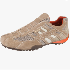 Baskets homme sans lacets Semelle respirante Cuir et textile GEOX Snake Gris ou Beige