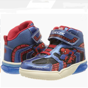 Baskets garçon semi-montantes semelle intérieure cuir bleu / rouge lumière on/off GEOX